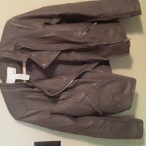 Bar III gray leather jacket...only worn once or twice. Practically new!